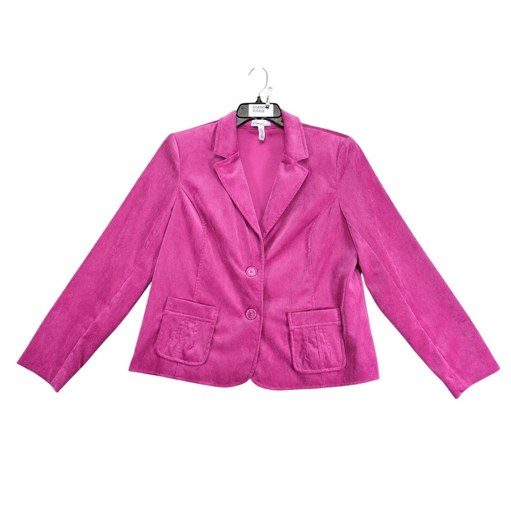 Kim Rogers Blazer Womens 14 Pink Corduroy 2-Button Preppy‎ Statement Y2K Retro